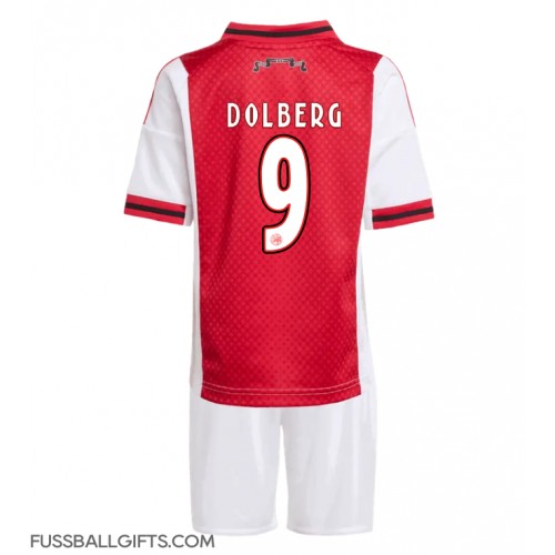 Ajax Kasper Dolberg #9 Fußballbekleidung Heimtrikot Kinder 2025-26 Kurzarm (+ kurze hosen)